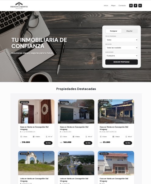 Sitio Web Inmobiliario del Cliente Fernán Galotto desarrollado por Ubiquo